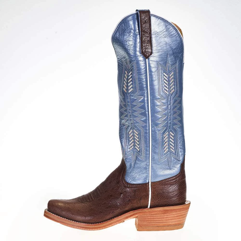Rios Of Mercedes Women's Ride Ready KangoTobac Smooth Ostrich 15in. Blue Top Cowgirl Boot - Image 3