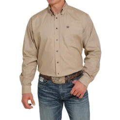 Cinch Men's Tan Long Sleeve Button Down