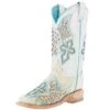 Corral Women's White Inlay Turquoise Embroidery 12 In Top Square Toe Boot