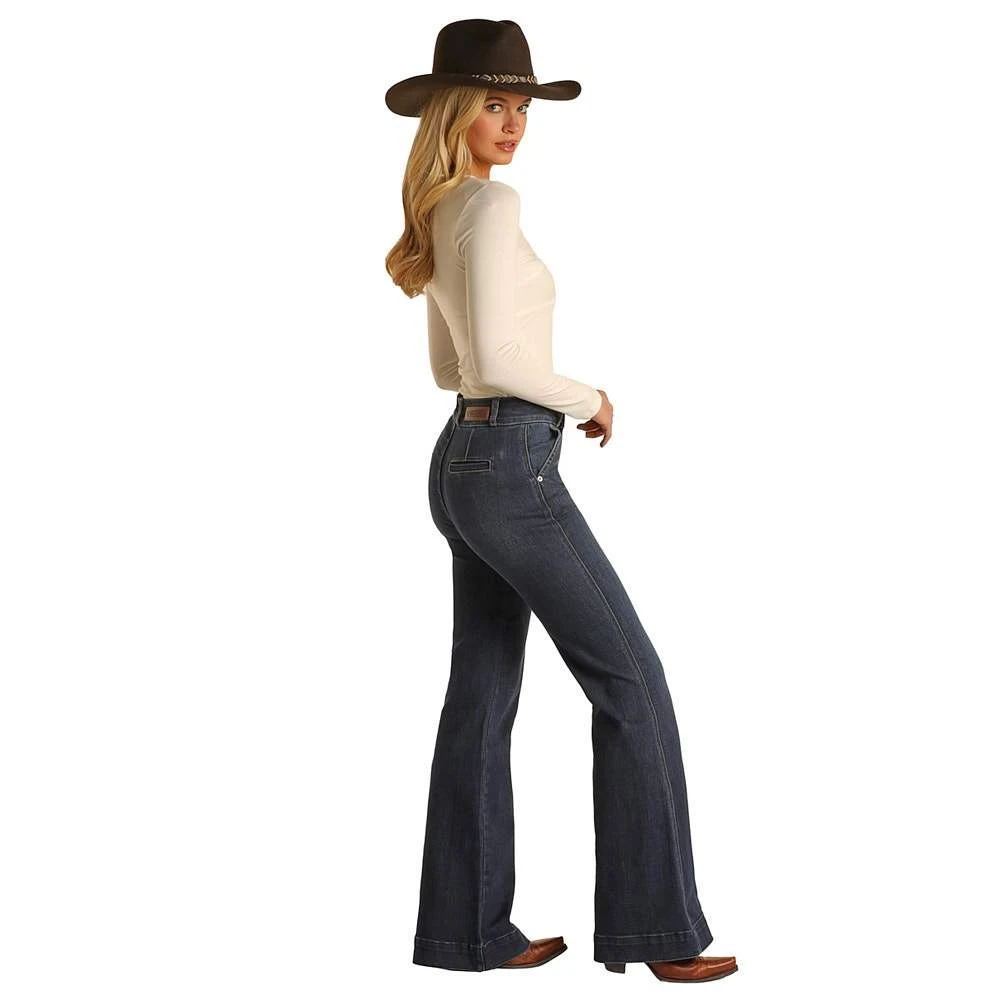 Rock & Roll Denim Women's High Rise Dark Wash Trouser - Image 2